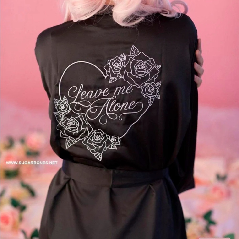 Black satin robe